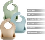 PandaEar Set of 3 Cute Silicone Baby Bibs for Babies & Toddlers (10-72 Months) Waterproof, Soft, Unisex, Non Messy (Brown/Blue/Green) - Image 5